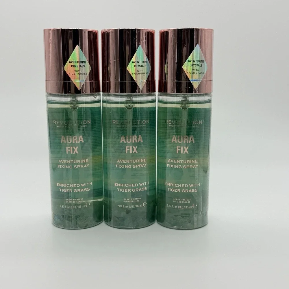 Revolution 3 Pack Aura Fix Aventurine Fixing Spray Tiger Grass Makeup Setting